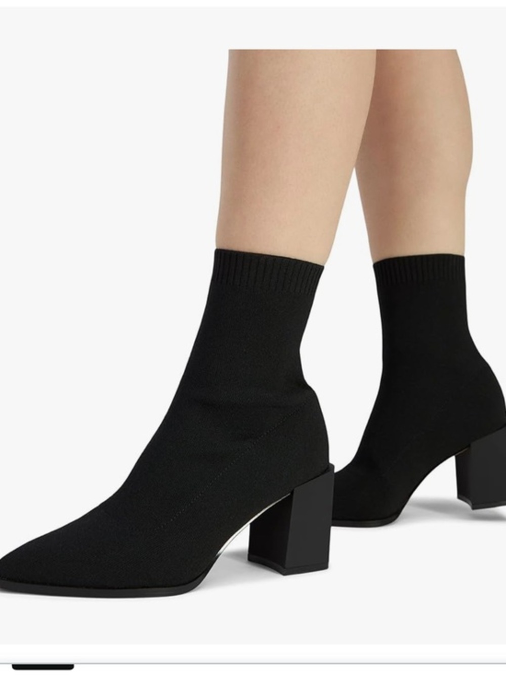 Aldo Black Stretch Knit Sock Booties with Block Heel